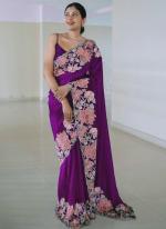 Rangoli Silk Purple Festival Wear Embroidery Work Saree
